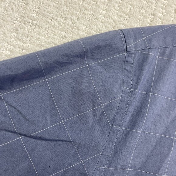 Lucky Brand Tailored Fit Blue Check Short Sleeve Button Shirt Mens Sz L 16/16.5 - Picture 15 of 16